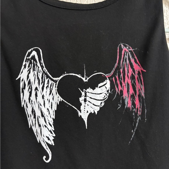 SHEIN Black Crop Top with Winged Heart Design - Picture 2 of 5